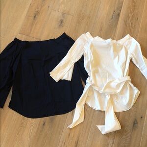 White House Black Market Off-Shoulder Tops - Black and White